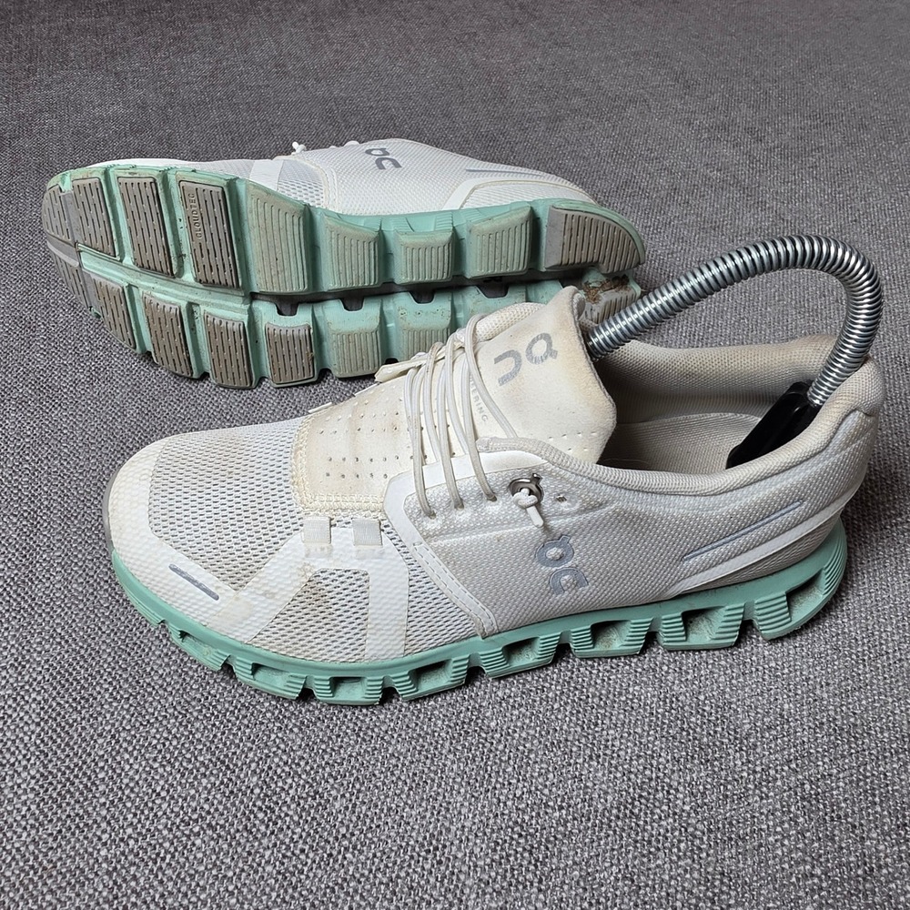 On Cloud 59.98368 Women 6.5 White Mint Mesh Running Shoes Athletic Sneakers